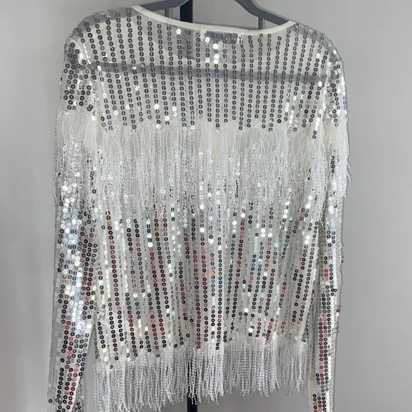 Endless Rose Silver Sequin Fringe Top - Picture 9 of 9